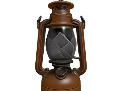 Rustic Vintage Metal Oil Lantern Low-poly 3D model