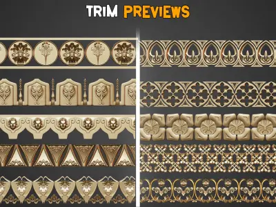 50 Gothic Trim Brushes   Vol 37 Low-poly 3D model