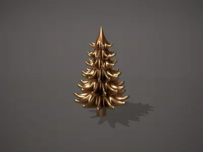 Gold Metal Christmas Tree Ornament Low-poly 3D model
