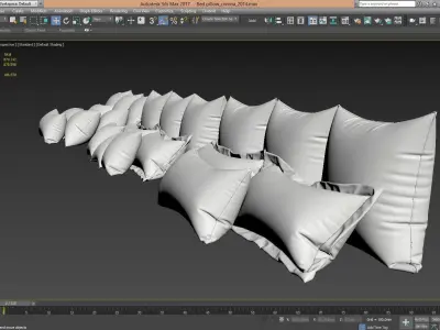 White Bed Pillows 01   3 sets   22 different Pillows  3D model