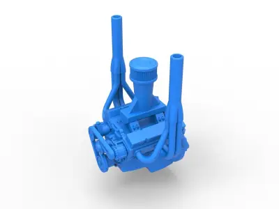 Engine of Small block Pulling tractor Scale 1 to 25 3D print model