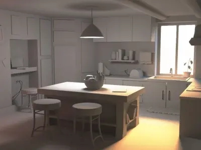 kitchen in computer game 3D model