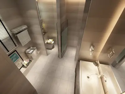 Bathroom modern with walls and light fixtures 3D model