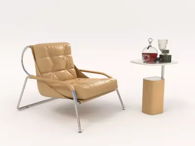 Modern Coffee Table and Armchair Set 55 3D model