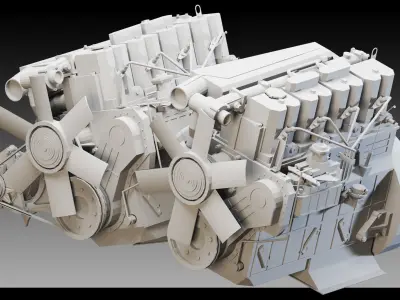 11 Industrial Engines- High detail 3d models Low-poly 3D model