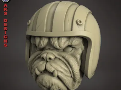 Bulldog Biker version 1 Bas relief for cnc 3D print model