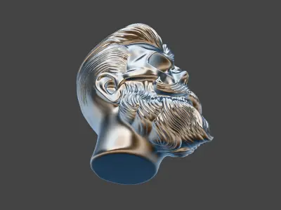 Stylized Skull with Beard and Hair 3D print model