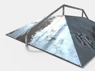 Rail Ractangle Skate Ramp PBR LOW POLY Low-poly 3D model