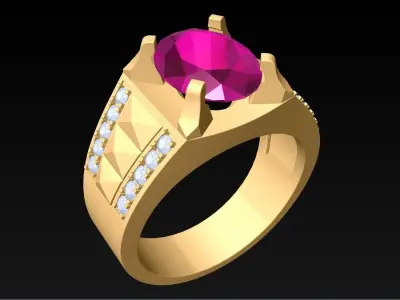 Diamond Rings - Mens Ring - N1444 3D print model