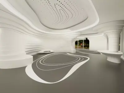 Modern Minimal White 3D Showroom Interior Low-poly 3D model