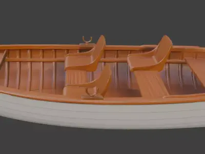 Classic Wooden Motorboat Clean 3D Model 3D model