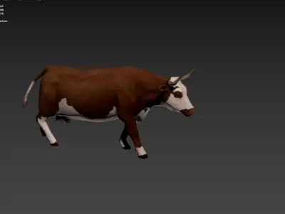 Cow complete animation Low-poly 3D model