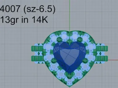 Heart Halo Ring 4007 3D print model