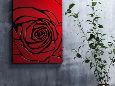 panel flower red Low-poly 3D model