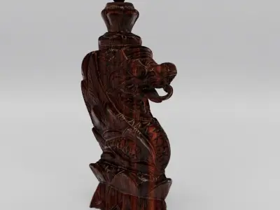 Wooden dragon statue from indonesia - Photoscan Low-poly 3D model