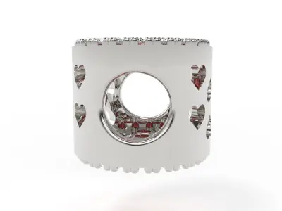 Rounded Charm with Hearts and Gems 3D print model