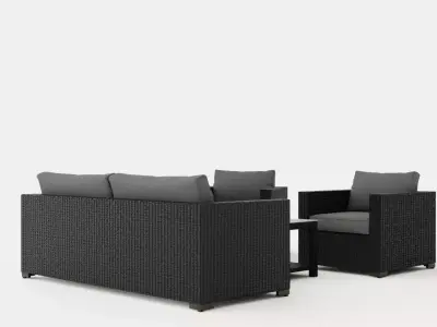 Ninja sofa group black Low-poly 3D model