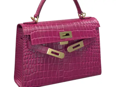 Hermes Kelly Bag Purple Crocodile Low-poly 3D model