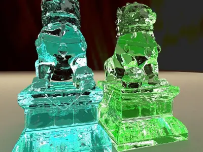 Chinese lion statue 3D model