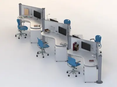 Herman Miller Resolve System with Office Accessories Set 02 3D model