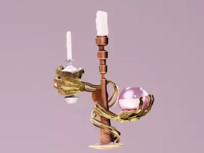 Mystic Bronze Candle Holder Low-poly 3D model