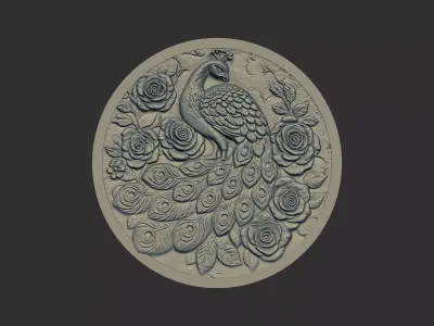 peacock roses cnc model 3D print model