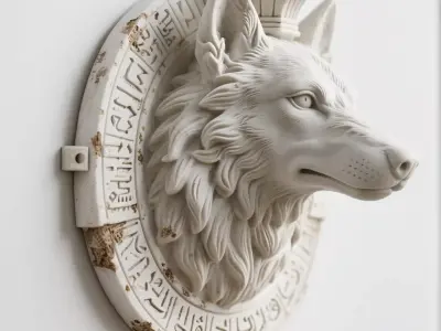 wolf scultpture 3D print model