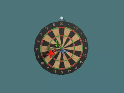 Dartboard dart board with three darts Low-poly 3D model