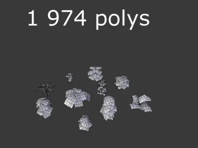 10 low poly ground plants pack Low-poly 3D model