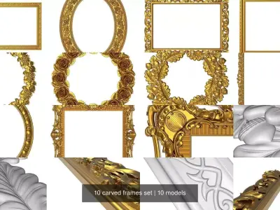 10 carved frames set 3D Model Collection