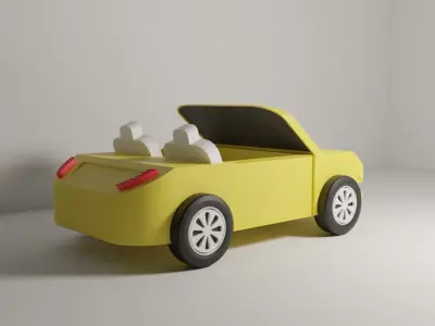 Cartoon 3D Convertible Car Model Low Poly Stylized Vehicle Low-poly 3D model
