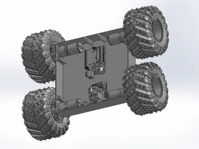 Printable robot 4 wheel arduino robot for terrain and project  3D print model