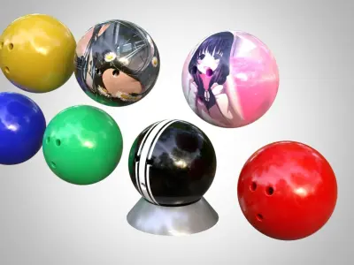 Bowling ball and bowling pin 3D model