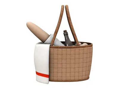 Picnic Hand Bag Low-poly 3D model