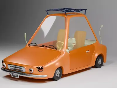 Lowpoly Stylized cartoon car -PBR Textures Low-poly 3D model