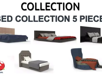 BED MODELS-5 PIECES 3D Model Collection