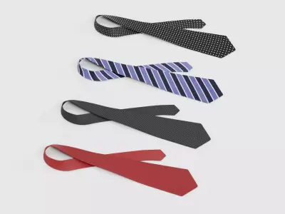 Tie Set V1 - 4 Classic Untied Neckties 3D model
