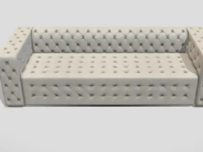 Classic style upholstered tufted sofa in creme color 3D model