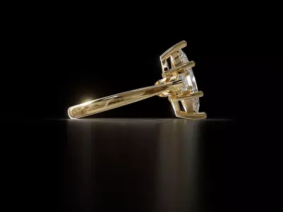 Luxury Three Stone Marquise Ring 3D print model