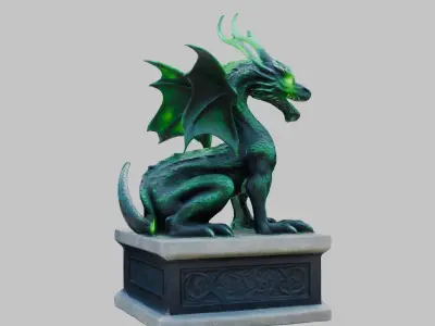 Mystical Dragon Statue Detailed 3D Model Low-poly 3D model