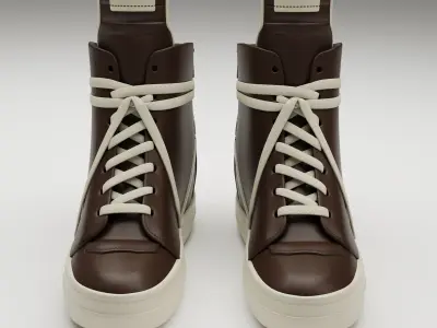 Sneakers Rick Owens Geobasket Converse Brown Low-poly 3D model