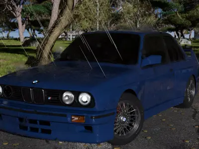 Car in the forest during the rain 3D model