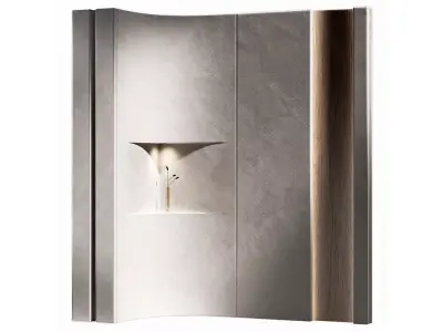 Corner wall section Plaster and wood niche partition 3D model