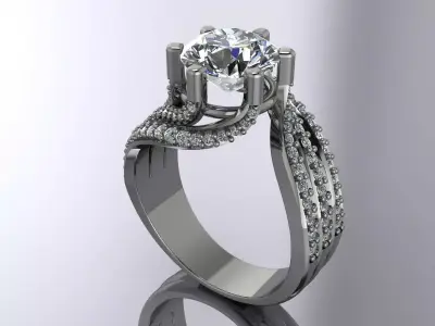 Elegant Diamond Ring Jewelry Gold  3D print model purchase