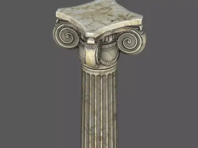Low Poly Ionic Column 45 Angle   Low-poly 3D model