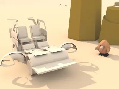 desert scene Low-poly 3D model