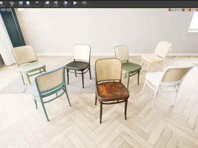 Ton Chair 811 Black Wood Design PBR - Lumion - UE4 Low-poly 3D model