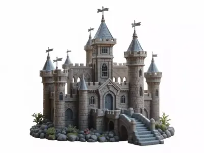 Fantasy Castle 3D Model Desk Decor Tabletop Game Prop 3D model
