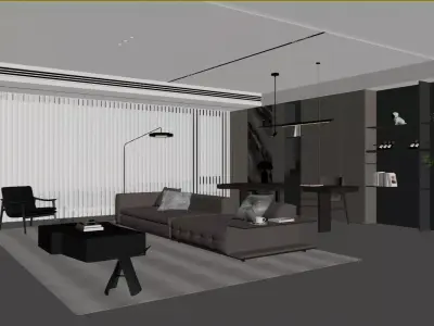 Modern Light Luxury Living Room 3D model