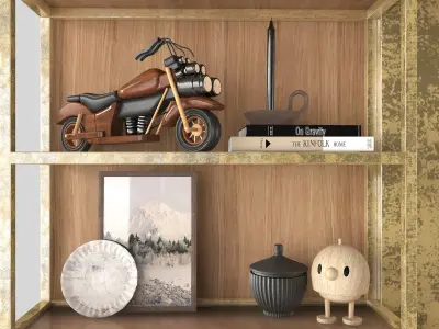 tv wall set - with shelves and mirror 3D model